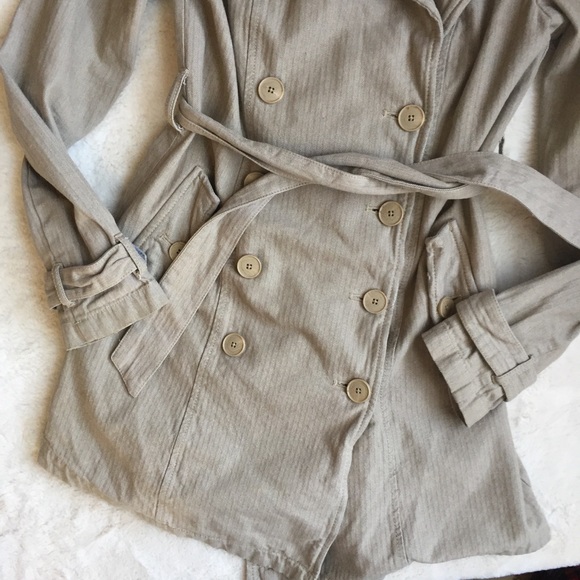 ❌Free People Flannel Lined Herringbone Trench Coat - Picture 3 of 8